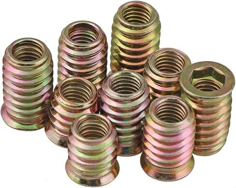 Idomin 5/10pcs M4 M6 M10 M10 Carbon Steel الخيط للأخشاب إدراج الجوز سداسي مزدوج المكسرات (M6-18mm 10pcs) in Saudi Arabia