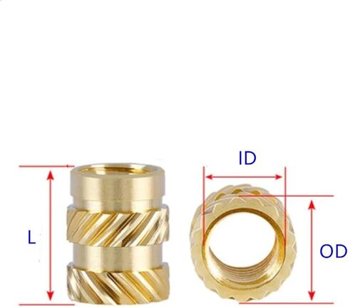 Idomin M2 M2.5 M3 M4 M5 M6 Brass Hot Melt Insert Knurled Nut Thread Heat Molding Double Twill Injection Embedment Nut for 3D Printer(Length 6mm,M4 (OD 6mm) 20pcs) in Saudi Arabia