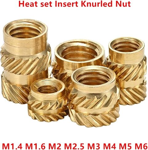 Idomin M2 M2.5 M3 M4 M5 M6 Brass Hot Melt Insert Knurled Nut Thread Heat Molding Double Twill Injection Embedment Nut for 3D Printer(Length 6mm,M4 (OD 6mm) 20pcs) in Saudi Arabia