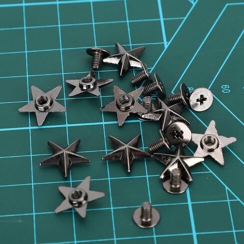 RiToEasysports Fashion Star Rivet Stud Button Basic Rivet for Bags Belts, 50 X Star 50 X Screw (Silver) in Kuwait