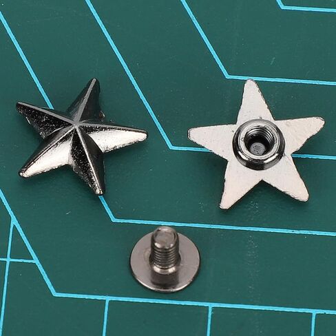 RiToEasysports Fashion Star Rivet Stud Button Basic Rivet for Bags Belts, 50 X Star 50 X Screw (Silver) in Kuwait