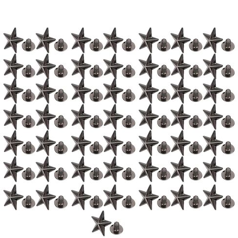 RiToEasysports Fashion Star Rivet Stud Button Basic Rivet for Bags Belts, 50 X Star 50 X Screw (Silver) in Kuwait