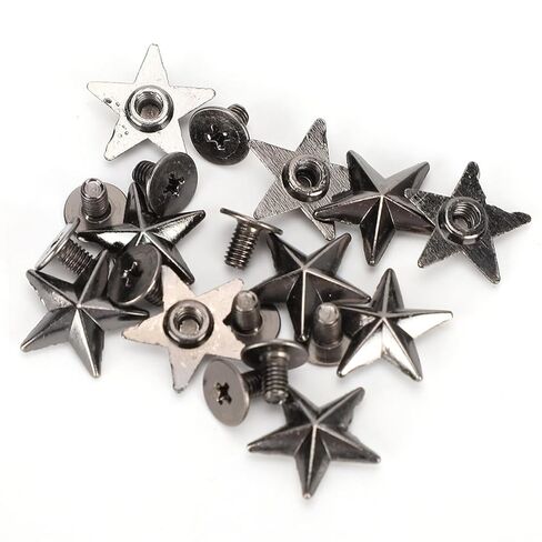RiToEasysports Fashion Star Rivet Stud Button Basic Rivet for Bags Belts, 50 X Star 50 X Screw (Silver) in Kuwait