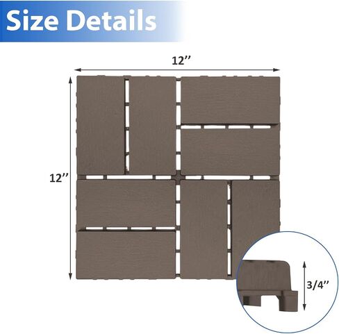 27 PCS 12x12 Inch Interlocking Deck Tiles - Waterproof All-Weather Outdoor Patio Flooring for Pool, Balcony, Backyard, Porch & Garden, Dark Grey in Saudi Arabia