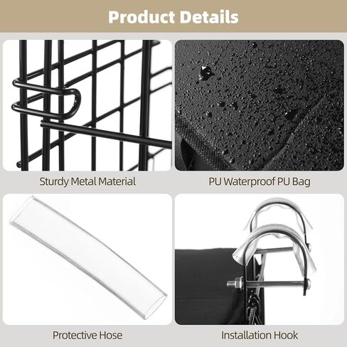 Front Bike Basket, Foldable Bike Storage Basket with Waterproof PU Bag, Zippered Pocket, Easy Installation, Fits Most Bikes, Black Metal Frame, 13.4 x 7.9 x 9in for Adult Women/Men Carrying Dogs, Pets in Saudi Arabia