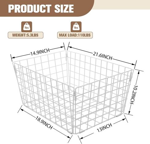 Tricycle Rear Basket, Folding Large Adult Trike Cargo Baskets with 50L Capacity, Waterproof Rear Metal Baskets with Trike Basket Liner for 20 24 26 Inch Electric Tricycles, White in Kuwait