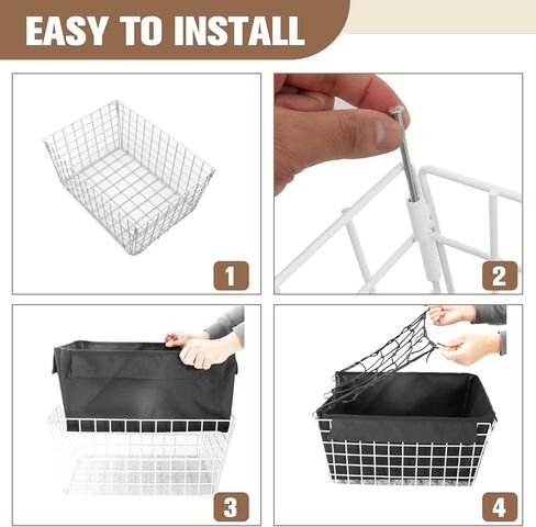 Tricycle Rear Basket, Folding Large Adult Trike Cargo Baskets with 50L Capacity, Waterproof Rear Metal Baskets with Trike Basket Liner for 20 24 26 Inch Electric Tricycles, White in Kuwait