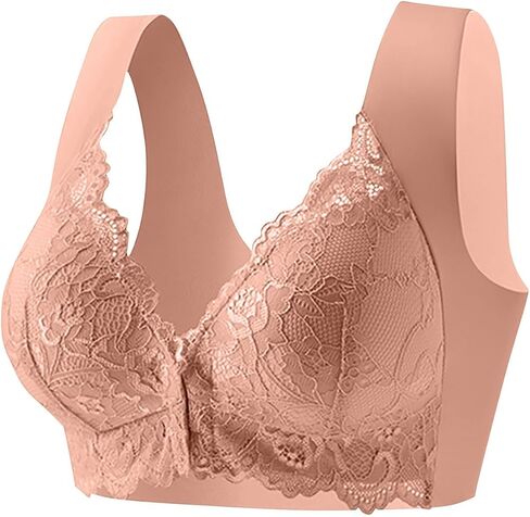 Bra for Seniors Front Closure Breathable Push Up Bras Wireless Support No Underwire Daisy Bra Deep V Neck Bralettes in Saudi Arabia