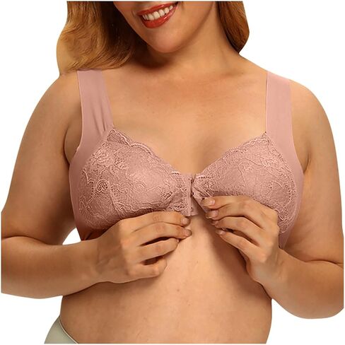 Bra for Seniors Front Closure Breathable Push Up Bras Wireless Support No Underwire Daisy Bra Deep V Neck Bralettes in Saudi Arabia