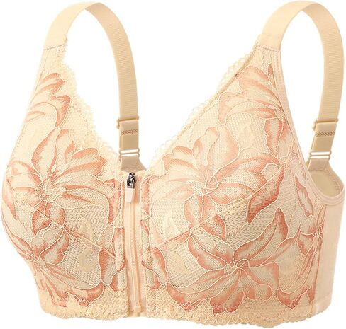 Plus Size Daisy Bras for Older Women Comfy Zip Front Push Up No Underwire Supportive Bra Full Coverage Bralettes in Saudi Arabia