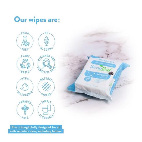 Flushable Wet Wipes Unscented | Plastic Free, Paraben & Alcohol Free | Hypoallergenic & Safe for Sensitive Skin | Soothing Aloe Formula | Adult Toilet Wipes (3 x 50 Counts Pack) 150 Counts in Kuwait
