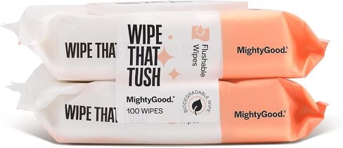 Mightygood. امسح أن مناديل قابلة للتطهير - 2 عبوات من 50 ، 100 إجمالي - hypoallergenic وخالية من العطور مع الألوة - آمنة الصرف الصحي in Kuwait