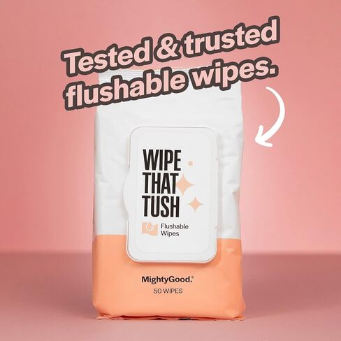Mightygood. امسح أن مناديل قابلة للتطهير - 2 عبوات من 50 ، 100 إجمالي - hypoallergenic وخالية من العطور مع الألوة - آمنة الصرف الصحي in Kuwait