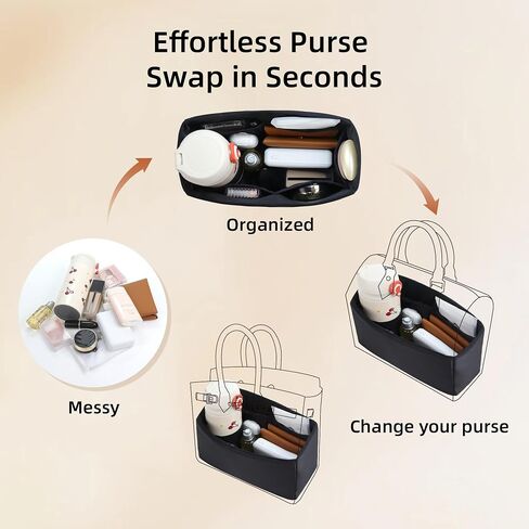 Purse Organizer Insert,Silk Bag Organizer with 6 Sizes,Silky Smooth,Handbag Shaper For Longchamp,Birkin 20/25,Speedy 30/42,Neverfull and More(Mini,Craie) in Saudi Arabia