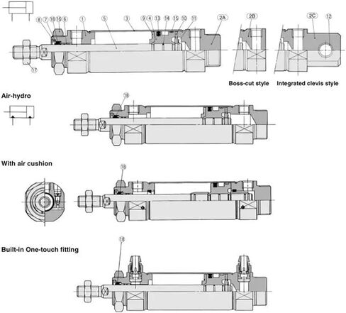 Type Cylinder CDM2B20-200 CDM2B20-225 CDM2B20-250 CDM2B20-275 CDM2B20-300 Mini Pneumatic Double Acting(CDM2B20 225) in Saudi Arabia