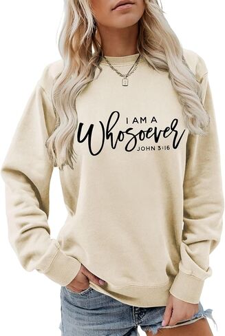 I'm a Whosoever Sweatshirts for Women, Christian Graphic Pullover Letter Print Religious Long Sleeve Shirts Tops in Saudi Arabia
