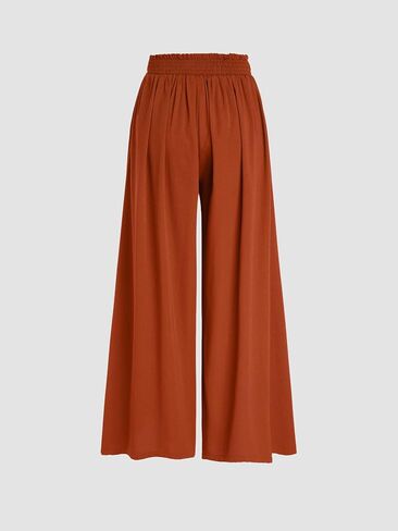 CIDER High Rise Bowknot Shirred Wide Leg Trousers in Saudi Arabia