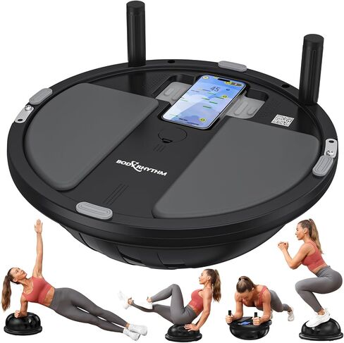 BODYRHYTHM 2 IN 1 Balance Ball & Plank Board Trainer with Free iOS/Android App & 4 Free Games for Full Body Workout - Half Exercise Yoga Ball Trainer with 2 Bands & Pump for Strength Training in Saudi Arabia