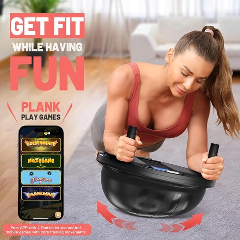 BODYRHYTHM 2 IN 1 Balance Ball & Plank Board Trainer with Free iOS/Android App & 4 Free Games for Full Body Workout - Half Exercise Yoga Ball Trainer with 2 Bands & Pump for Strength Training in Saudi Arabia