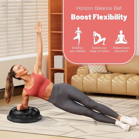 BODYRHYTHM 2 IN 1 Balance Ball & Plank Board Trainer with Free iOS/Android App & 4 Free Games for Full Body Workout - Half Exercise Yoga Ball Trainer with 2 Bands & Pump for Strength Training in Saudi Arabia