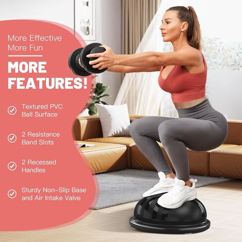BODYRHYTHM 2 IN 1 Balance Ball & Plank Board Trainer with Free iOS/Android App & 4 Free Games for Full Body Workout - Half Exercise Yoga Ball Trainer with 2 Bands & Pump for Strength Training in Saudi Arabia