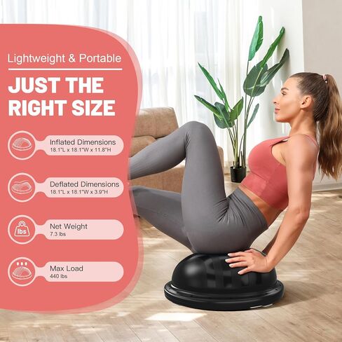 BODYRHYTHM 2 IN 1 Balance Ball & Plank Board Trainer with Free iOS/Android App & 4 Free Games for Full Body Workout - Half Exercise Yoga Ball Trainer with 2 Bands & Pump for Strength Training in Saudi Arabia