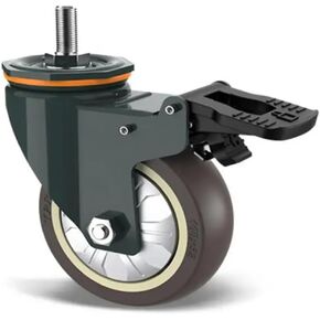 1 Piece 4 inch M10/M12/M14/M16/M20 Screw Universal Wheel with Brake Rubber Shaft Caster Pulley Silent Machine Single Load 140KG(M14- with Brakes) in Kuwait