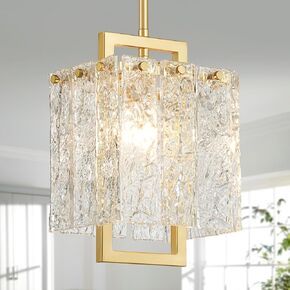 Shrine Lighting Gold Chandeliers, Modern Luxury Style, Perfect Glass Chandeliers for Living Space, D23.4'' × H19.5'', Adjustable 35.4'', 6 x E12 Sockets, Glass Shade & Brass Finish Frame in Saudi Arabia