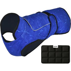 سترة تبريد الكلاب مع حزمة ثلج-سترة تبريد تبخير ثنائية الطبقات مع طوق عالي ، حماية للأشعة فوق البنفسجية وحزمة الثلج المطابقة-سترة تبريد للكلاب للطقس الساخن (الأزهار الوردية ، كبيرة) in Kuwait