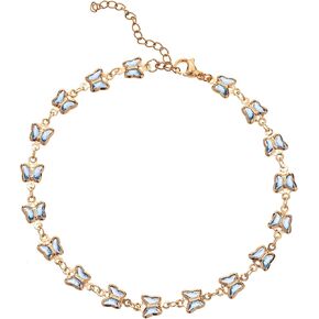 Gold Ankle Bracelets for Women 14K Gold Plated Crystal Oval Round Butterfly Charm Chain Anklets for Women Waterproof in Kuwait
