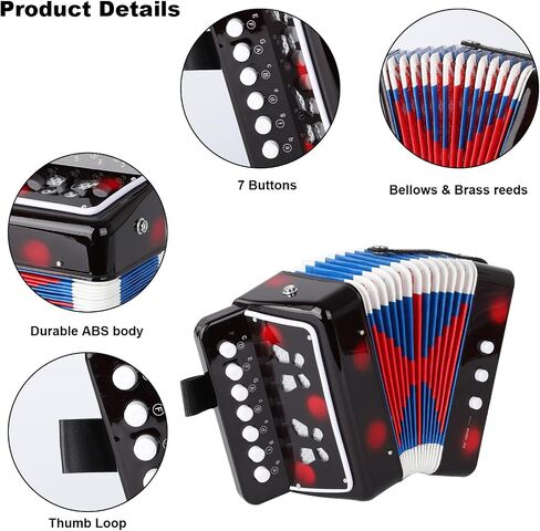 Kids Accordion 10 Buttons Keys Accordion Mini Musical Musical Toy for Children Beginners (Blue) in Saudi Arabia