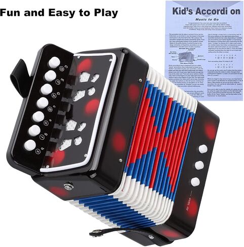 Kids Accordion 10 Buttons Keys Accordion Mini Musical Musical Toy for Children Beginners (Blue) in Saudi Arabia