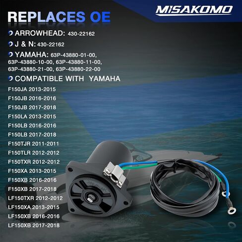محرك القوارب المحرك الكهربائي ، محرك الإمالة الكهربائي المتوافق مع Yamaha F150JA 2013-2015 ، F150JB 2016-2018 ، F150LA 2013-2015 ، F150LB 2016-2018 ، F150TJR 2011 ، F150TLR 2012 استبدال 63p-43880-01-00 in Saudi Arabia