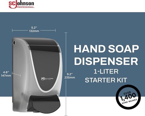 SC Johnson Professional Azure FOAM Dispenser and Refill Starter Kit, Wall Mount Soap Dispenser for Hand Soap, 1 Refresh Azure FOAM Hand Wash, 1 Liter Cartridge, 33.8 fl. oz., for Professional Use Only in Saudi Arabia