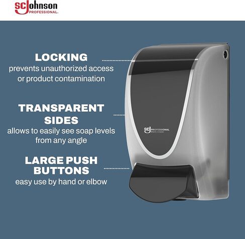 SC Johnson Professional Azure FOAM Dispenser and Refill Starter Kit, Wall Mount Soap Dispenser for Hand Soap, 1 Refresh Azure FOAM Hand Wash, 1 Liter Cartridge, 33.8 fl. oz., for Professional Use Only in Saudi Arabia