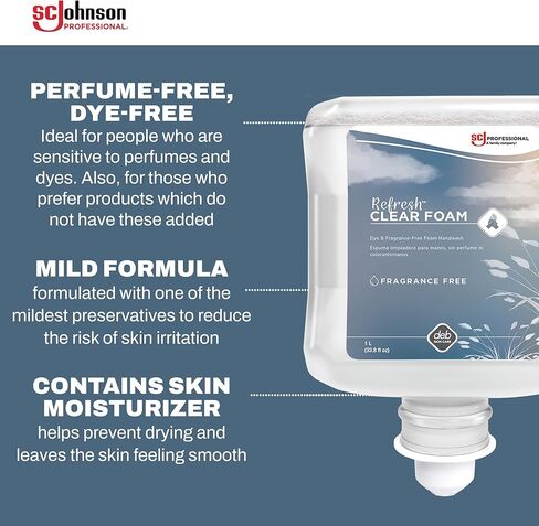 SC Johnson Professional Azure FOAM Dispenser and Refill Starter Kit, Wall Mount Soap Dispenser for Hand Soap, 1 Refresh Azure FOAM Hand Wash, 1 Liter Cartridge, 33.8 fl. oz., for Professional Use Only in Saudi Arabia