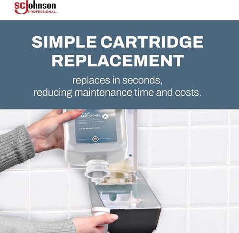 SC Johnson Professional Azure FOAM Dispenser and Refill Starter Kit, Wall Mount Soap Dispenser for Hand Soap, 1 Refresh Azure FOAM Hand Wash, 1 Liter Cartridge, 33.8 fl. oz., for Professional Use Only in Saudi Arabia