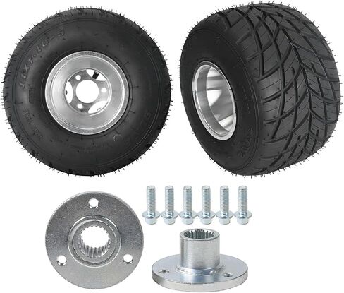 Front 10x4.50-5 + Rear 11x7.10-5 Tire Wheel and Rim 3 Holes, 5-inches Front Rear Rain Tire Kart-Racer Tires for Go Cart Drift Trikes Mini Bike ATV Quad with Wheel Hub Steering Spindle in Saudi Arabia