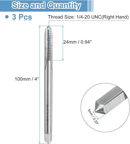 uxcell 3pcs مستقيم الناي المسمار صنابير 1/4-20 UNC 2B مؤشر ترابط 4 " in Saudi Arabia