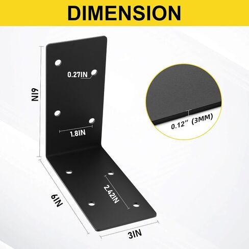 4 حزمة 6 "x6" x5 "L اليمنى ، أقواس الزاوية الصلب الثقيلة ، 90 درجة ما بعد القوس ، DIY L رف ، دعم موصل الأخشاب المعدنية لـ 6 × 6،6x8 الخشب in Kuwait