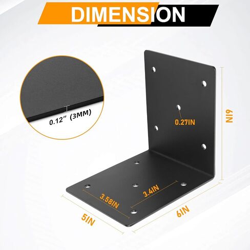4 حزمة 6 "x6" x5 "L اليمنى ، أقواس الزاوية الصلب الثقيلة ، 90 درجة ما بعد القوس ، DIY L رف ، دعم موصل الأخشاب المعدنية لـ 6 × 6،6x8 الخشب in Kuwait