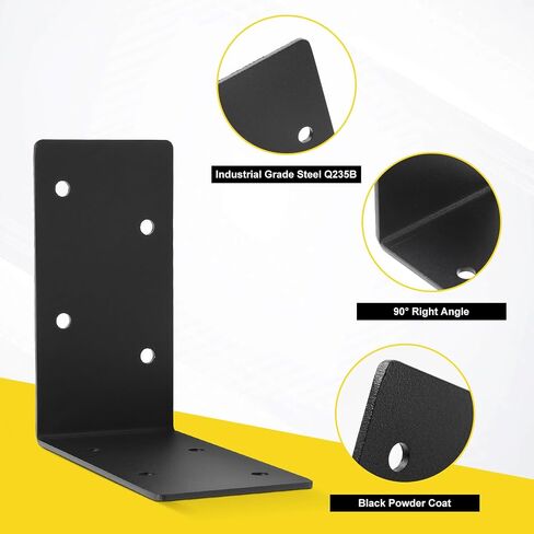 4 حزمة 6 "x6" x5 "L اليمنى ، أقواس الزاوية الصلب الثقيلة ، 90 درجة ما بعد القوس ، DIY L رف ، دعم موصل الأخشاب المعدنية لـ 6 × 6،6x8 الخشب in Kuwait