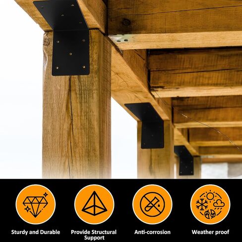 4 حزمة 6 "x6" x5 "L اليمنى ، أقواس الزاوية الصلب الثقيلة ، 90 درجة ما بعد القوس ، DIY L رف ، دعم موصل الأخشاب المعدنية لـ 6 × 6،6x8 الخشب in Kuwait