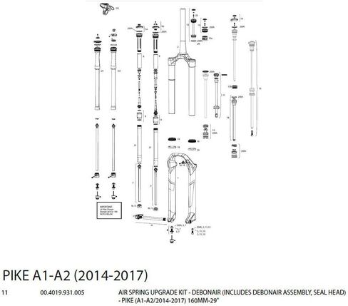 RockShox DebonAir Air Spring Upgrade Kit: Fits Pike (A1-A2/2014-2017) 130mm-29", 150mm-27.5", 160mm-26" in Saudi Arabia