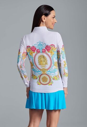 Ibkul athleisure ارتداء أشعة الشمس واقية upf 50+ Icefil التبريد-lala طباعة الأكمام الطويلة. in Saudi Arabia