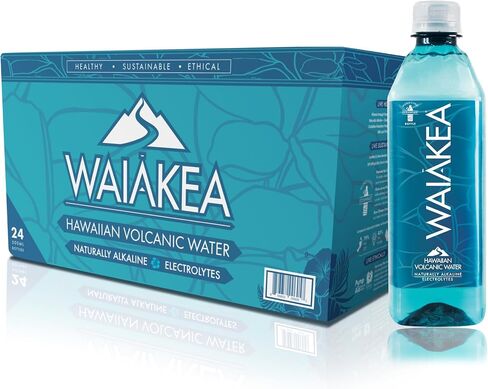 Waiākea - المياه البركانية في هاواي - المياه القلوية بشكل طبيعي - نطاق الرقم الهيدروجيني 7.6 إلى 8.2 - جميع المعادن الطبيعية والكهارل - زجاجات المياه المعاد تدويرها 100 ٪ - المياه المعبأة في زجاجات 24 حزمة - 10.14 أوقية ، 330 مل. in Saudi Arabia