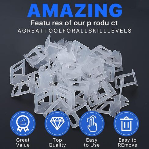 مقاطع نظام تسوية البلاط 1100 PCS 1/32 "(1.0 مم) لتركيب البلاط والخزف - مجموعة فواصل مستويي DIY لمحاذاة مثالية (1100 ، 1/32) in Saudi Arabia