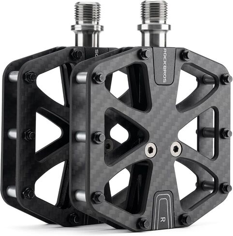 دواسات الدراجات الجبلية Rockbros MTB ألياف الكربون 3 تحمل دواسات دراجة خفيفة الوزن على الطريق غير زرقاء 9/16 "دواسات مسطحة واسعة in Saudi Arabia