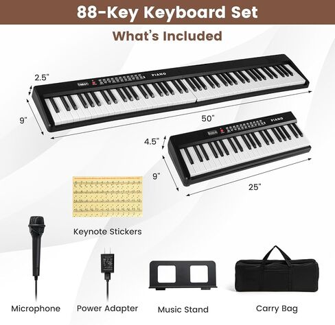 Costzon 88-key لوحة مفاتيح البيانو القابلة للطي ، البيانو الكهربائي شبه الموزونة بالحجم الكامل البيانو الرقمي مع ميدي ، ميكروفون ، حامل الموسيقى وحقيبة ، بيانو لوحة المفاتيح المحمولة للمبتدئين المراهقين البالغين (الوردي) in Saudi Arabia
