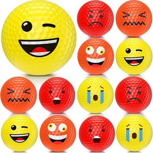 Mudder 12 PCS ملونة كرات الجولف مضحكة خاصة الوجه الوجه المهني الممارسة جولف كرات الجدة ملحقات لاعب الجولف لطيف للرجال عيد ميلاد عيد ميلاد عيد الميلاد in Kuwait